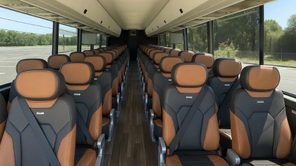 Interior of Charter Bus Company Brookline's 54 Passenger Charter Bus in Brookline