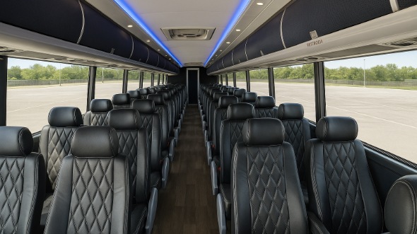 Interior of Charter Bus Company Brookline's 56 Passenger Charter Bus in Brookline