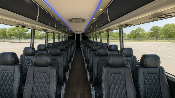 brookline 55 passenger charter bus inside