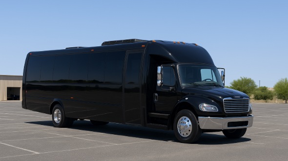 Exterior of Charter Bus Company Brookline's Party Bus in Brookline