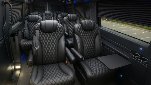Interior of Charter Bus Company Brookline's Sprinter Van Rental With Driver in Brookline